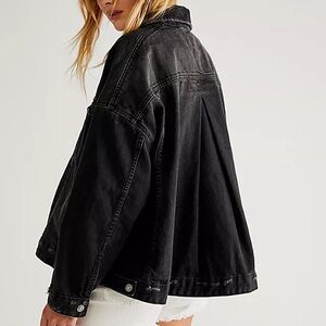 Free People - We The Free - Opal Swing Black Denim Jacket LARGE